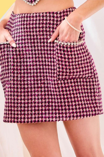 Tweed Rhinestone Skirt